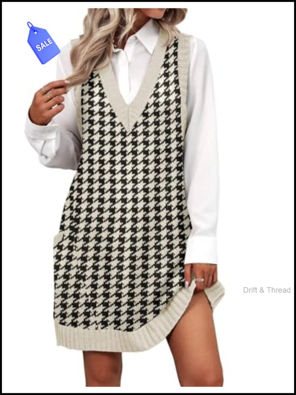 Zeagoo Womens Sweater Vest Dress Knitted Pullover V Neck Sleeveless with Pockets